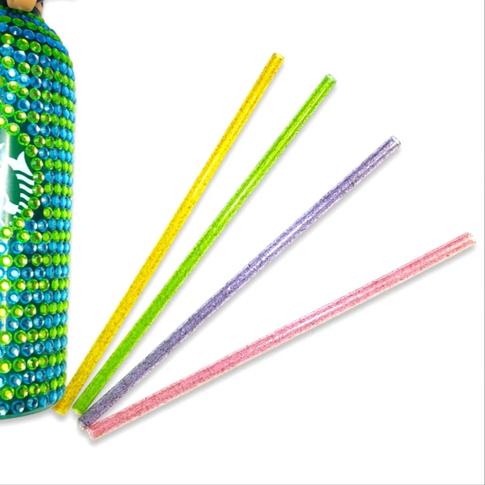 ♥️ 4 for $25 ♥️ #B New Reusable 4pcs Sparkling Glitter Rainbow Straw Set
